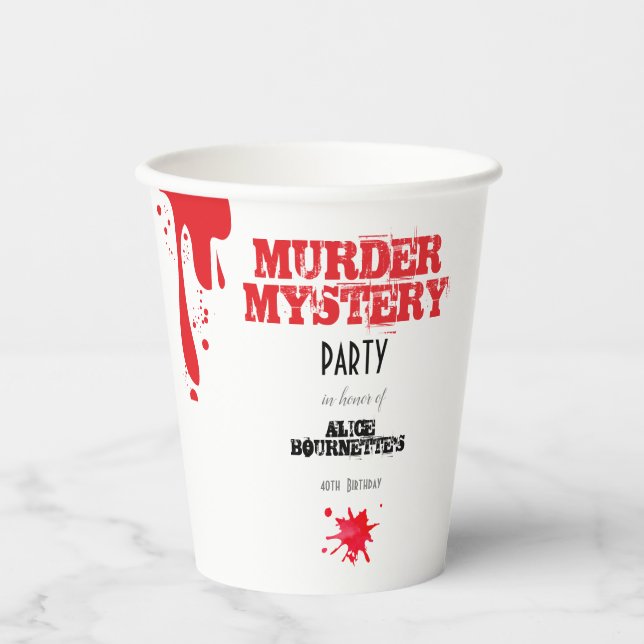 Vasos De Papel Murder Mystery Birthday Party Blood Stain Elegant (Anverso)
