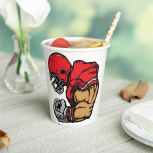 Vasos De Papel Músculo del casco rojo del guerrero del fútbol dur