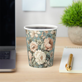 Vasos De Papel Muted Botanical Dream