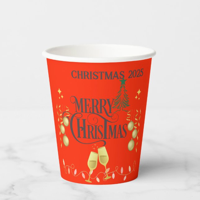 Vasos De Papel Muy Feliz Fiesta navideño (Anverso)