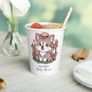 Vasos De Papel Mystical Dreamy Wolf Baby Shower