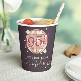 Vasos De Papel Nacido en 1955 70º cumpleaños decoración retro fie