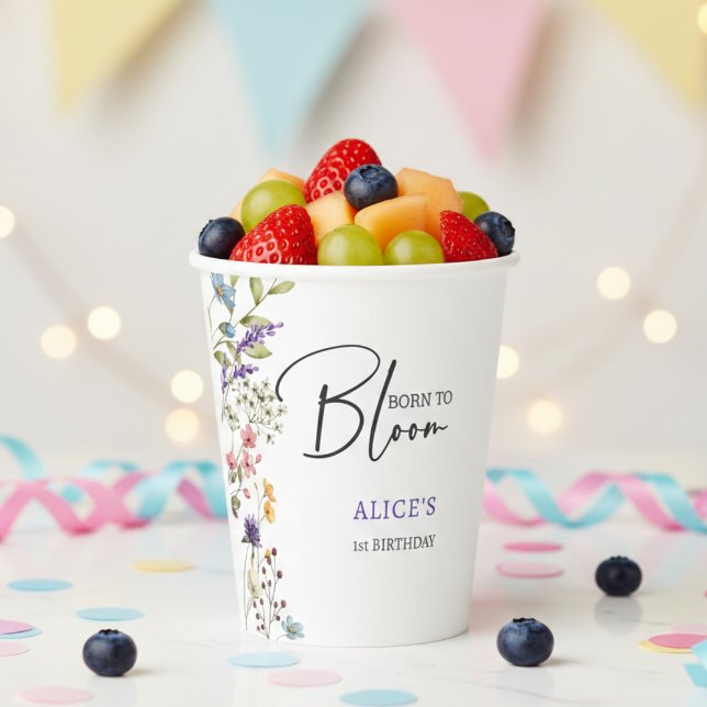 Vasos De Papel Nacido para florecer flores silvestres niños cumpl (Subido por el creador)