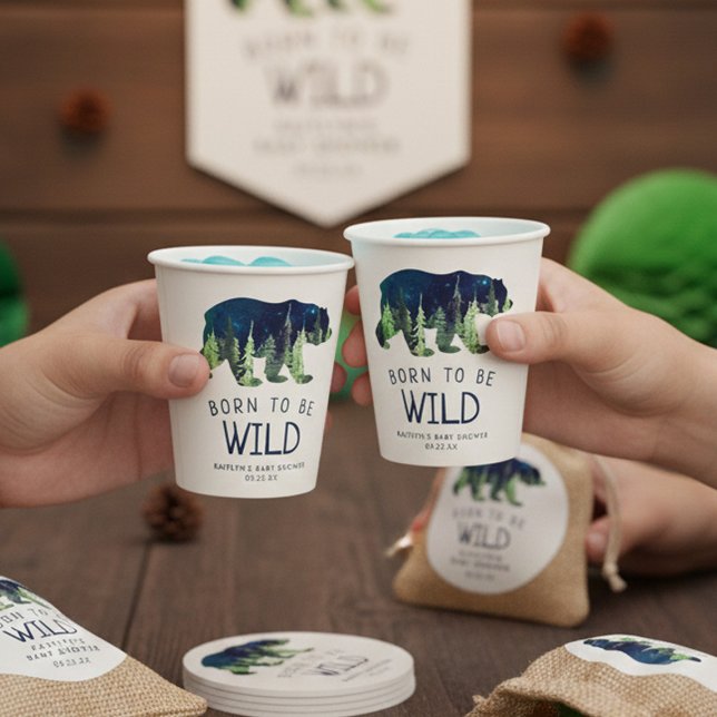Vasos De Papel Nacido para ser salvaje Baby Shower (Subido por el creador)