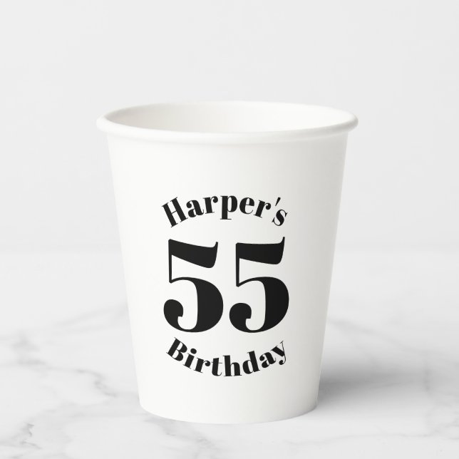 Vasos De Papel Nacimiento blanco y negro Número de nombre persona (Anverso)