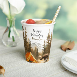 Vasos De Papel Nacimiento de camping Watercolor Rústico Blanco Wo