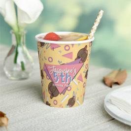 Vasos De Papel Nacimiento de Hippo bebé amarillo de Retro 80