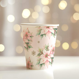 Vasos De Papel Nacimiento de invierno rosa de Poinsettia
