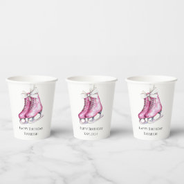 Vasos De Papel Nacimiento de las patines de hielo rosadas de boni
