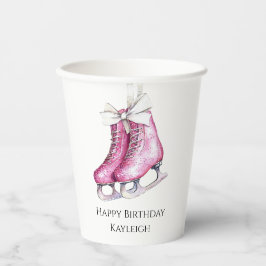 Vasos De Papel Nacimiento de las patines de hielo rosadas de boni