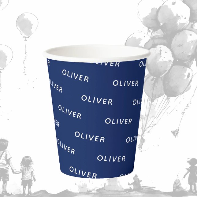 Vasos De Papel Nacimiento del niño Nombre azul oscuro (Subido por el creador)