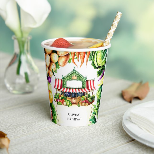 Vasos De Papel Nacimiento en el mercado de los cultivadores de ve (in situ)