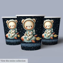 Vasos De Papel Nacimiento Fiesta Astronauta de Bear Teddy Bear