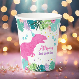 Vasos De Papel Nacimiento prehistórico del Chica de dinosaurios r