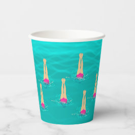 Vasos De Papel Nadadores Artísticos Nadando Bajo El Agua Fiesta
