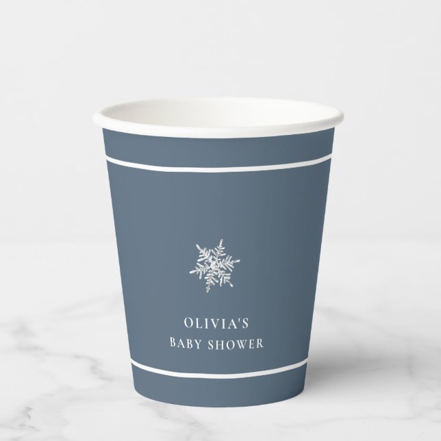 Vasos De Papel Nany Blue Modern Snowflake Baby Shower (Anverso)