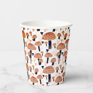 Vasos De Papel Naranja Black Mushroom Fly Agaric otoño