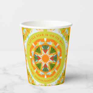 Vasos De Papel Naranja brillante Estrella Verde ducha de niño beb