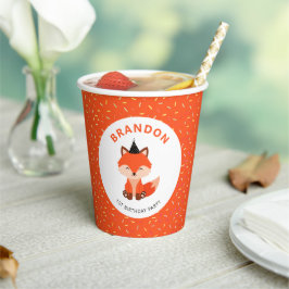 Vasos De Papel Naranja Cute Baby Fox Confetti Birday Party