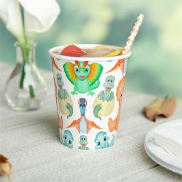 Vasos De Papel Naranja Cute y Niños Azules Dinosaurio de cumpleañ