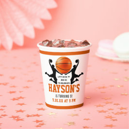 Vasos De Papel naranja de baloncesto Boy 5ª fiesta de cumpleaños