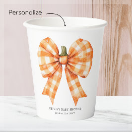 Vasos De Papel Naranja de caída Bow Baby Shower taza de papel