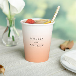 Vasos De Papel Naranja de Peach Fuzz Boda elegante moderno
