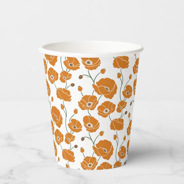 Vasos De Papel Naranja del campo de los cachorros (Anverso)