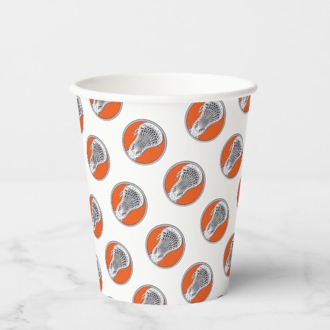 Vasos De Papel Naranja del equipo deportivo Lacrosse (Anverso)