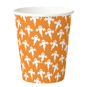 Vasos De Papel Naranja fantasma de Halloween