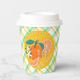 Vasos De Papel Naranja Fruity Birthday Plaid