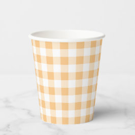 Vasos De Papel Naranja Gingham