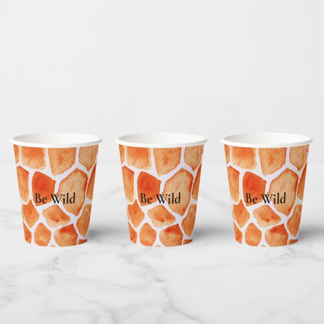 Vasos De Papel Naranja Giraffe Animal Print (Multi)