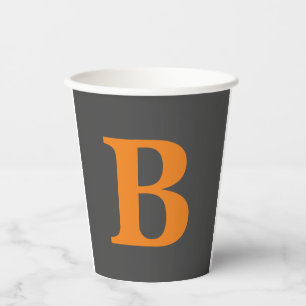 Vasos De Papel Naranja gris moderno monogramado profesional