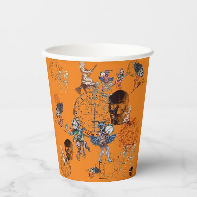 Vasos De Papel Naranja Infernal Halloween (Anverso)