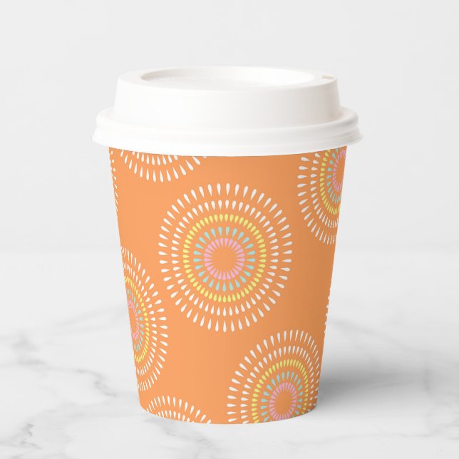 Vasos De Papel Naranja japonés de fuegos artificiales (Anverso)