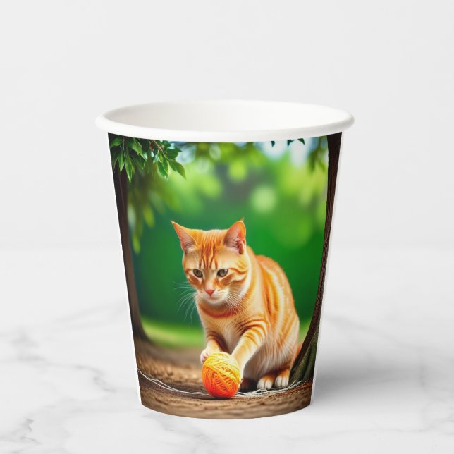 Vasos De Papel Naranja Kitty (Anverso)