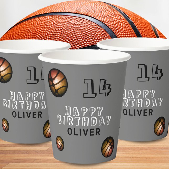 Vasos De Papel Naranja metálico Ball de Baloncesto Fiesta de cump (Subido por el creador)