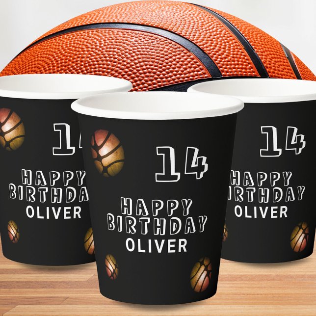 Vasos De Papel Naranja metálico Baloncesto Ball Partido de Cumple (Subido por el creador)