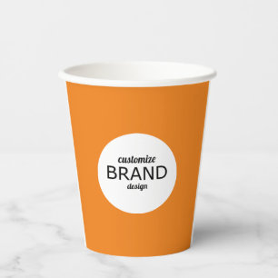 Vasos De Papel Naranja Minimalista de promoción de marca con logo