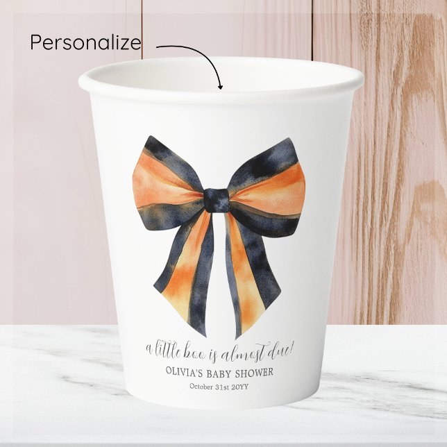 Vasos De Papel Naranja negro de Halloween Coquette Bow Baby Showe (Subido por el creador)