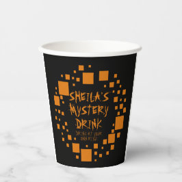 Vasos De Papel Naranja negro de Halloween Nombre bebida fantasmal