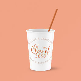 Vasos De Papel Naranja Personalizado de la fiesta de graduación C