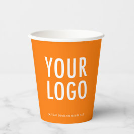 Vasos de papel naranja personalizados con logotipo