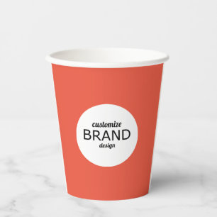 Vasos De Papel Naranja rojo Minimalista con logotipo de negocios