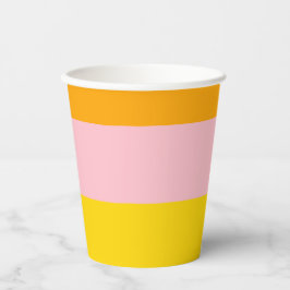 Vasos De Papel Naranja, rosa y amarillo a rayas
