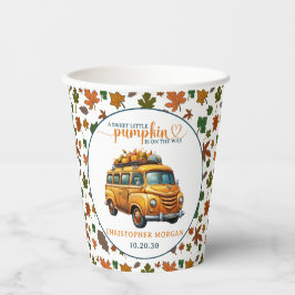 Vasos De Papel Naranja Rústico Camión Pequeña Calabaza Baby Showe