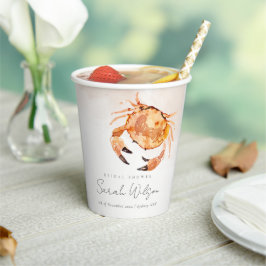 Vasos De Papel Naranja Sand Coastal Crab Nautical Bridal Shower
