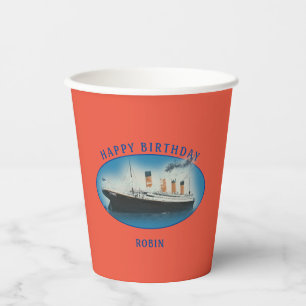 Vasos De Papel NARANJA Titanic RMS Cubos de papel de cumpleaños