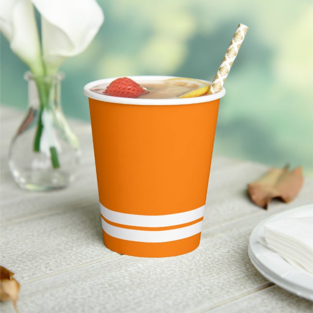 Vasos De Papel Naranja Tropical Doble franjas de Carreras inferio (in situ)